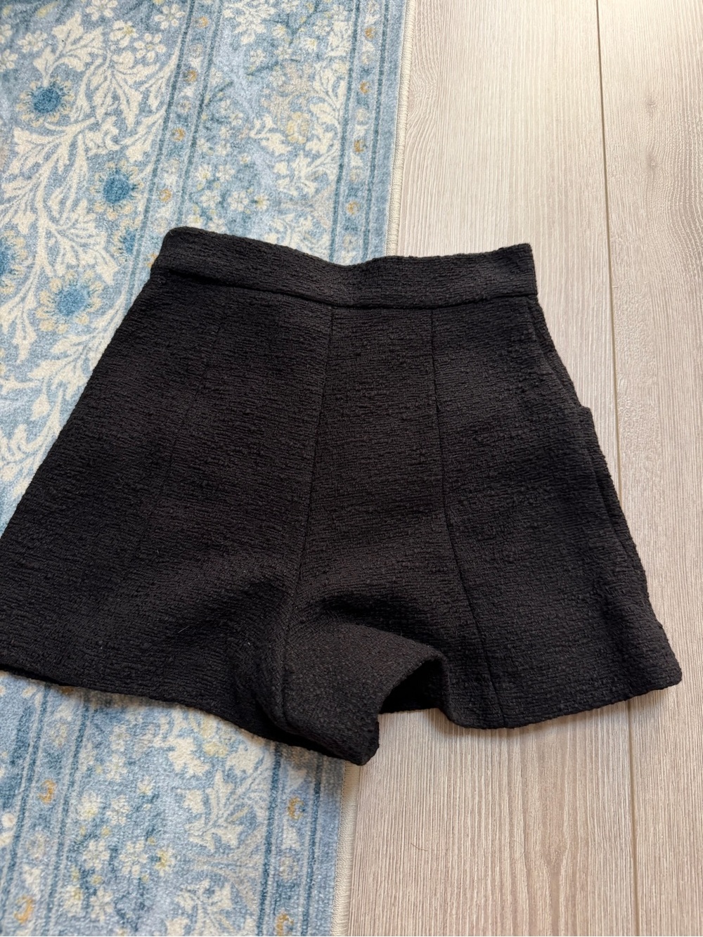 Zara Black Tweed Sailor Boucle Shorts Gold Buttons High Rise 50s Pinup Retro - Picture 5 of 6